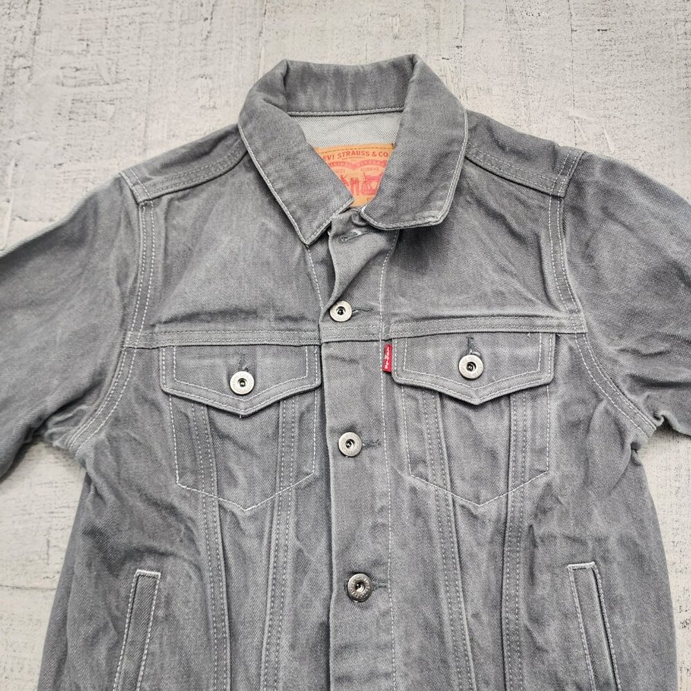 Levi's Kids Jean Jacket Trucker‎ Red Tab Youth Levi Denim Coat Gray Size M 10-12